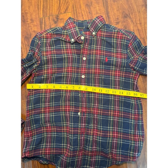 Polo Ralph Lauren Red Plaid Multi Color Flannel Shirt Boys Sz Medium 10/12 Pony - Picture 5 of 7